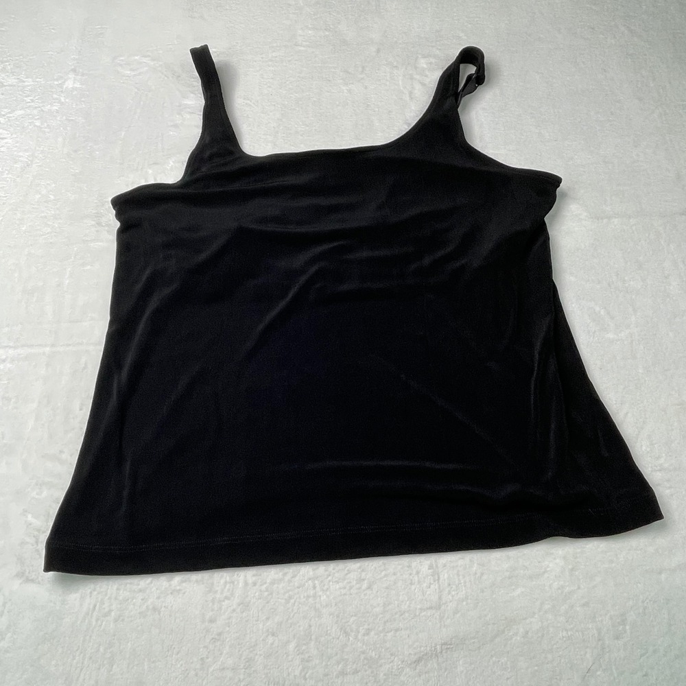 Chicos Travelers Black Tank Top Camisole Shelf Bra Adjustable Straps Size 3 L XL